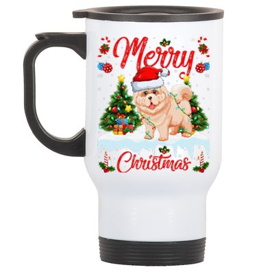 Chow Chow Dog Merry Christmas Tree Lighting Chow Chow Xmas Stainless Steel Travel Mug