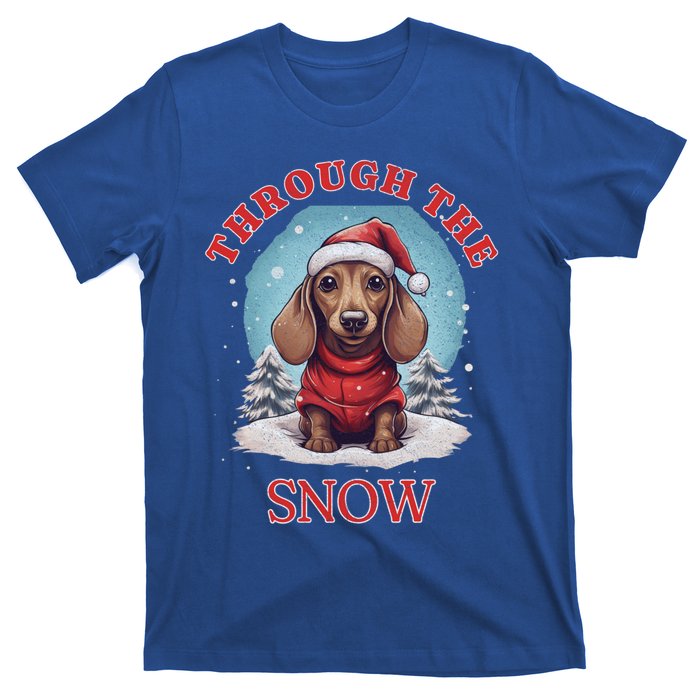 Cute Christmas Dachshund Dog Through The Snow Xmas Holiday Gift T-Shirt