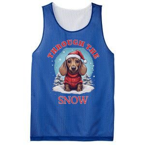 Cute Christmas Dachshund Dog Through The Snow Xmas Holiday Gift Mesh Reversible Basketball Jersey Tank