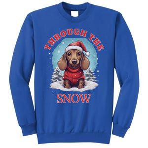 Cute Christmas Dachshund Dog Through The Snow Xmas Holiday Gift Tall Sweatshirt