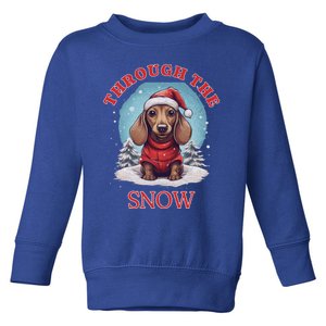 Cute Christmas Dachshund Dog Through The Snow Xmas Holiday Gift Toddler Sweatshirt