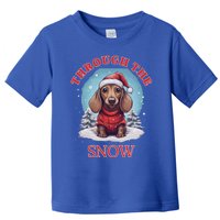 Cute Christmas Dachshund Dog Through The Snow Xmas Holiday Gift Toddler T-Shirt