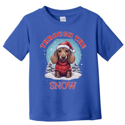 Cute Christmas Dachshund Dog Through The Snow Xmas Holiday Gift Toddler T-Shirt