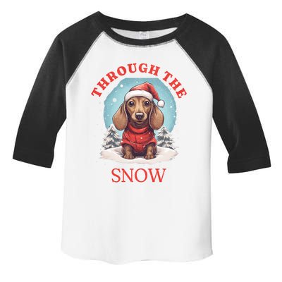 Cute Christmas Dachshund Dog Through The Snow Xmas Holiday Gift Toddler Fine Jersey T-Shirt