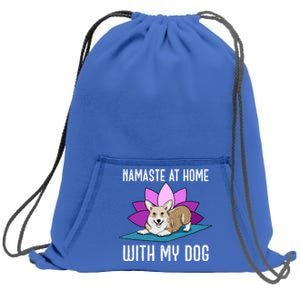 Cute Corgi Doing Yoga Namaste At Home With My Dog Meaningful Gift Sweatshirt Cinch Pack Bag