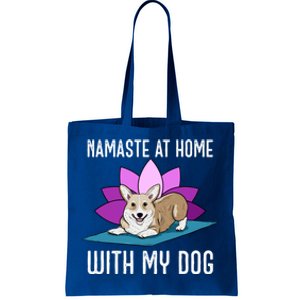 Cute Corgi Doing Yoga Namaste At Home With My Dog Meaningful Gift Tote Bag