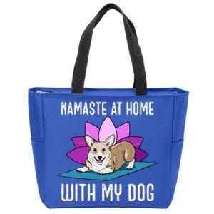 Cute Corgi Doing Yoga Namaste At Home With My Dog Meaningful Gift Zip Tote Bag