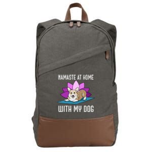 Cute Corgi Doing Yoga Namaste At Home With My Dog Meaningful Gift Cotton Canvas Backpack