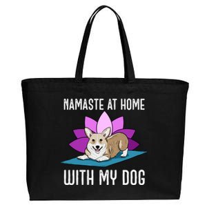 Cute Corgi Doing Yoga Namaste At Home With My Dog Meaningful Gift Cotton Canvas Jumbo Tote