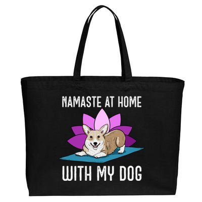 Cute Corgi Doing Yoga Namaste At Home With My Dog Meaningful Gift Cotton Canvas Jumbo Tote