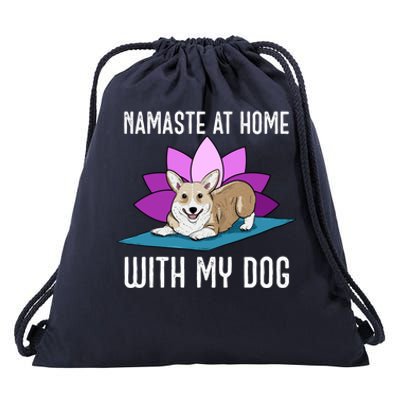 Cute Corgi Doing Yoga Namaste At Home With My Dog Meaningful Gift Drawstring Bag