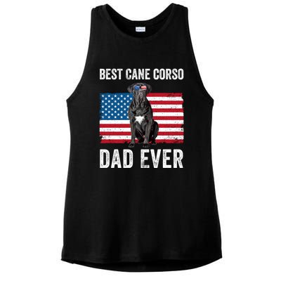 Cane Corso Dad USA American Flag Cane Corso Dog Lover Owner Ladies PosiCharge Tri-Blend Wicking Tank