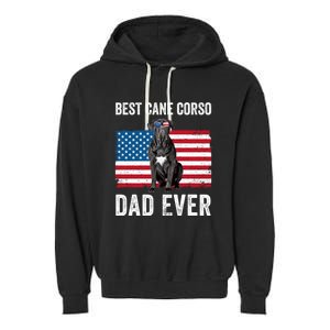 Cane Corso Dad USA American Flag Cane Corso Dog Lover Owner Garment-Dyed Fleece Hoodie