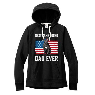 Cane Corso Dad USA American Flag Cane Corso Dog Lover Owner Women's Fleece Hoodie