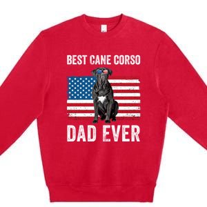 Cane Corso Dad USA American Flag Cane Corso Dog Lover Owner Premium Crewneck Sweatshirt