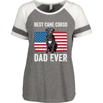 Cane Corso Dad USA American Flag Cane Corso Dog Lover Owner Enza Ladies Jersey Colorblock Tee