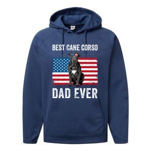 Cane Corso Dad USA American Flag Cane Corso Dog Lover Owner Performance Fleece Hoodie