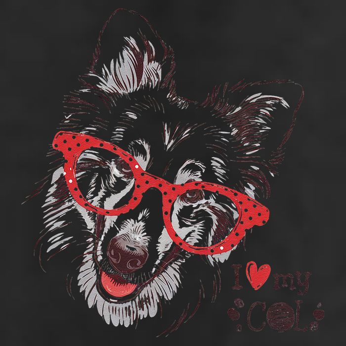 Cute Col Dog Sketch Art Collie .Png 7 Panel Mesh Trucker Snapback Hat