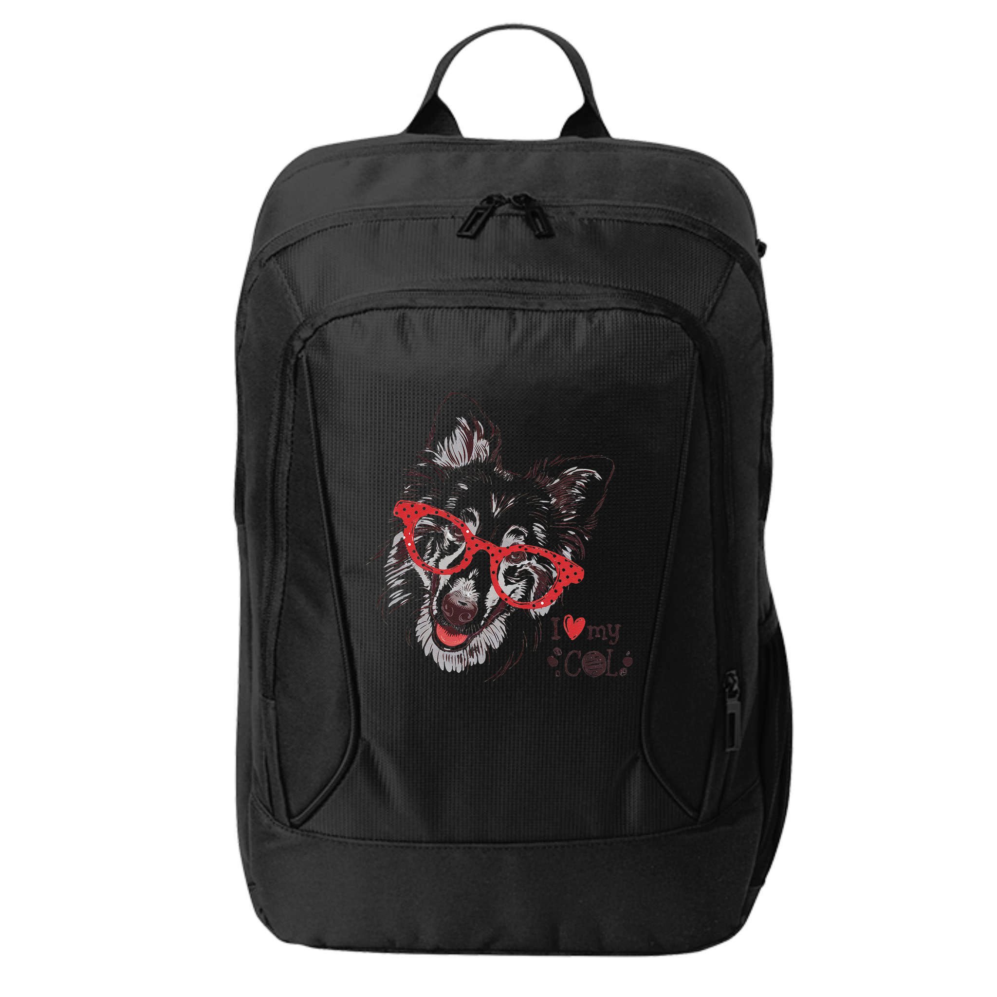 Cute Col Dog Sketch Art Collie .Png City Backpack