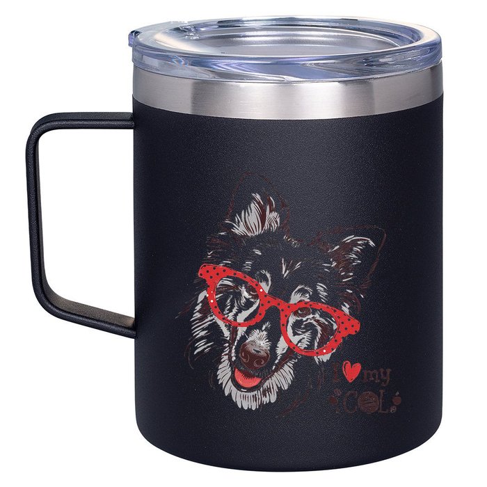 Cute Col Dog Sketch Art Collie .Png 12oz Stainless Steel Coffee Mug