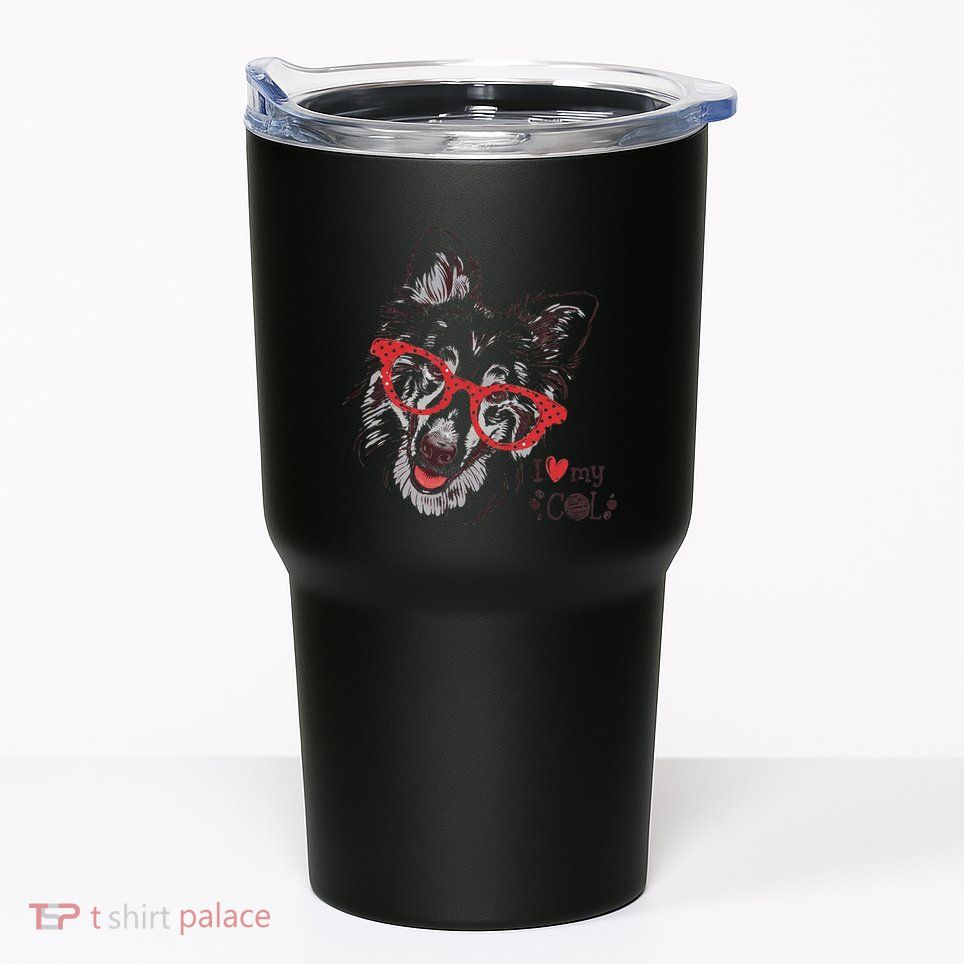 Cute Col Dog Sketch Art Collie .Png Tumbler