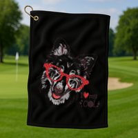 Cute Col Dog Sketch Art Collie .Png Golf Towel