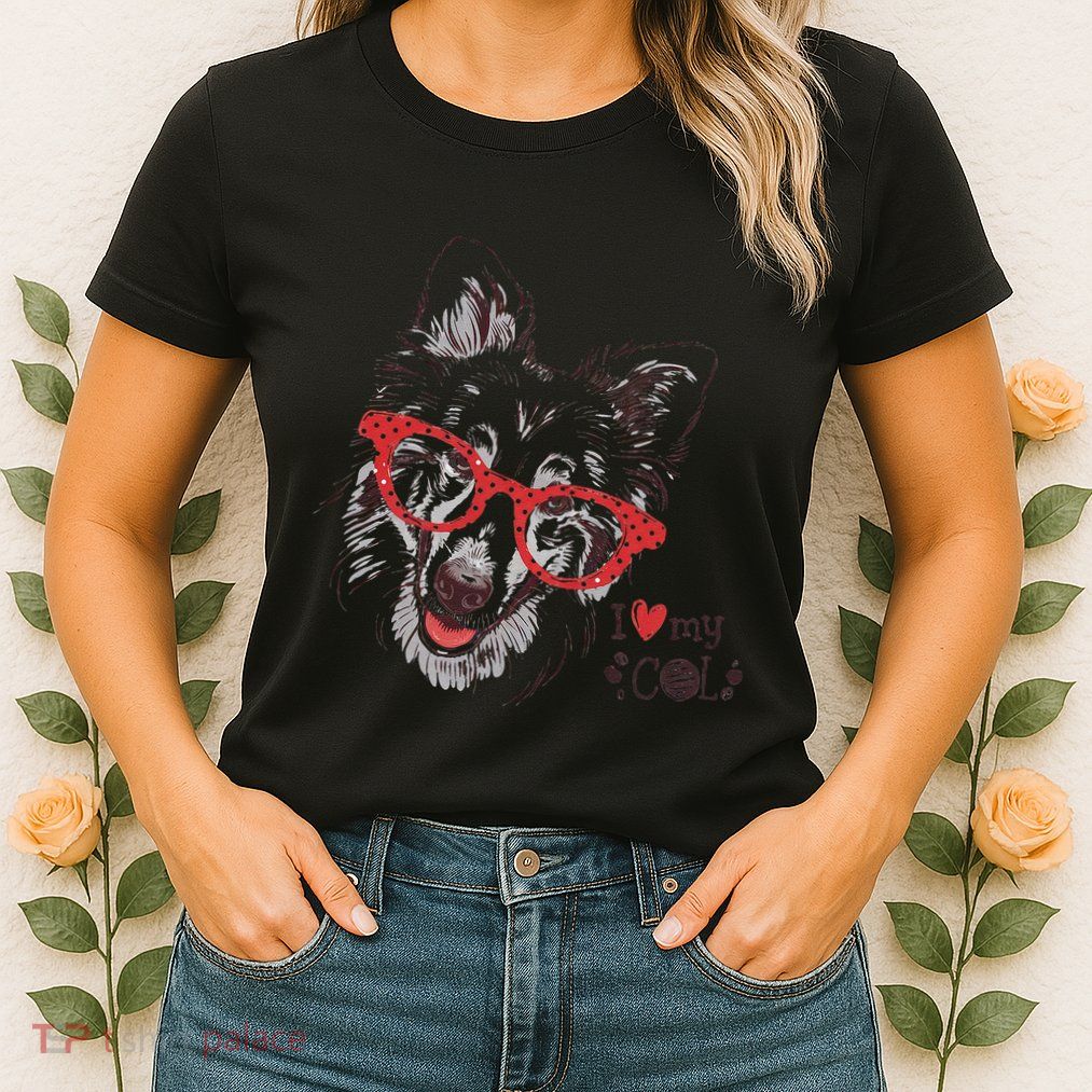 Cute Col Dog Sketch Art Collie .Png Womens T-Shirt