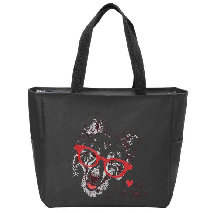 Cute Col Dog Sketch Art Collie .Png Zip Tote Bag
