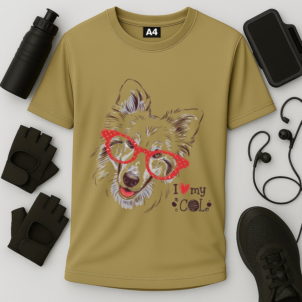 Cute Col Dog Sketch Art Collie .Png Performance Shirt