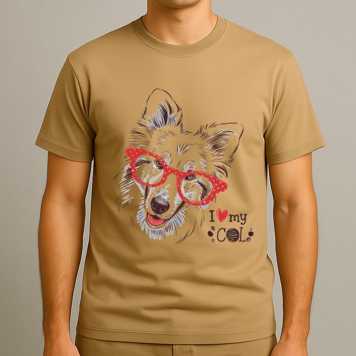 Cute Col Dog Sketch Art Collie .Png T-Shirt
