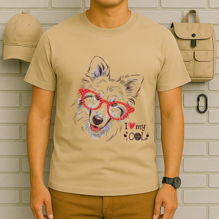 Cute Col Dog Sketch Art Collie .Png T-Shirt