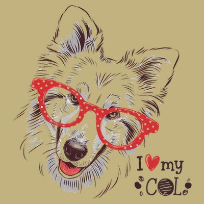 Cute Col Dog Sketch Art Collie .Png T-Shirt