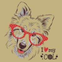 Cute Col Dog Sketch Art Collie .Png T-Shirt