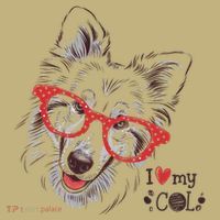 Cute Col Dog Sketch Art Collie .Png Button