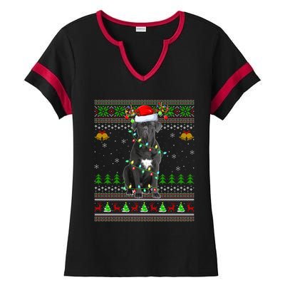 Cane Corso Dog Lover Xmas Santa Cane Corso Ugly Christmas Meaningful Gift Ladies Halftime Notch Neck Tee