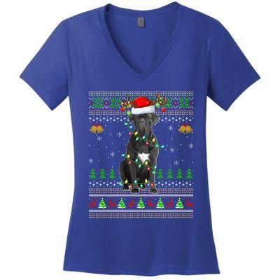 Cane Corso Dog Lover Xmas Santa Cane Corso Ugly Christmas Meaningful Gift Women's V-Neck T-Shirt