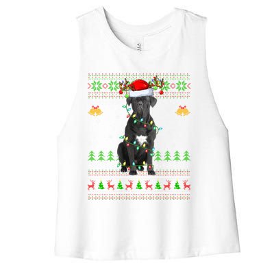 Cane Corso Dog Lover Xmas Santa Cane Corso Ugly Christmas Meaningful Gift Women's Racerback Cropped Tank