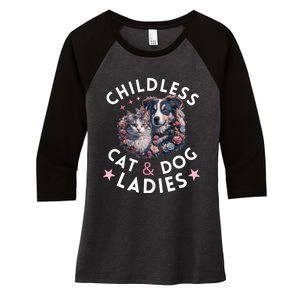 Childless Cat & Dog Ladies Voting For Kamala President 2024 Women's Tri-Blend 3/4-Sleeve Raglan Shirt