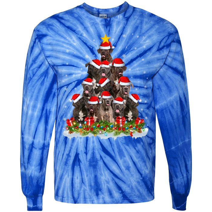 Cane Corso Dog Lover Xmas Tree Santa Christmas Cane Corso Gift Tie-Dye Long Sleeve Shirt