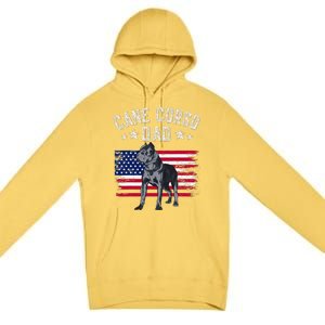 Cane Corso Dad American Flag Best Italian Mastiff Dog Lover Premium Pullover Hoodie