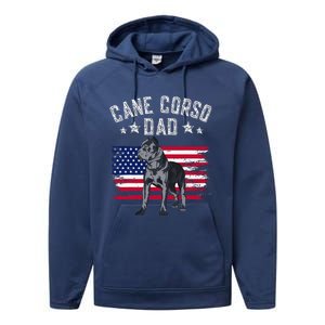 Cane Corso Dad American Flag Best Italian Mastiff Dog Lover Performance Fleece Hoodie