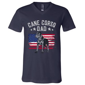 Cane Corso Dad American Flag Best Italian Mastiff Dog Lover V-Neck T-Shirt