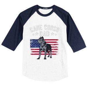 Cane Corso Dad American Flag Best Italian Mastiff Dog Lover Baseball Sleeve Shirt