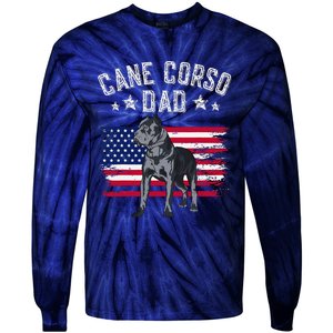 Cane Corso Dad American Flag Best Italian Mastiff Dog Lover Tie-Dye Long Sleeve Shirt