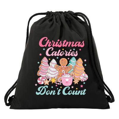 Christmas Calories Dont Count Funny Holiday Drawstring Bag