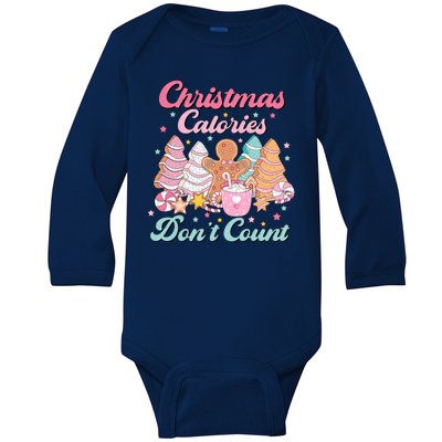 Christmas Calories Dont Count Funny Holiday Baby Long Sleeve Bodysuit