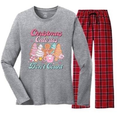 Christmas Calories Dont Count Funny Holiday Women's Long Sleeve Flannel Pajama Set 