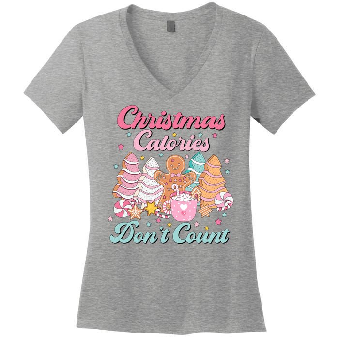 Christmas Calories Dont Count Funny Holiday Women's V-Neck T-Shirt