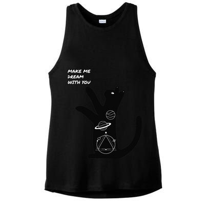 Cosmic Cat Dream Make Me Dream With You Ladies PosiCharge Tri-Blend Wicking Tank