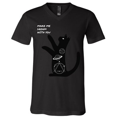 Cosmic Cat Dream Make Me Dream With You V-Neck T-Shirt